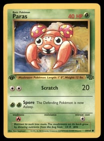 Paras 1st Ed. Jungle Vintage Pokemon Card