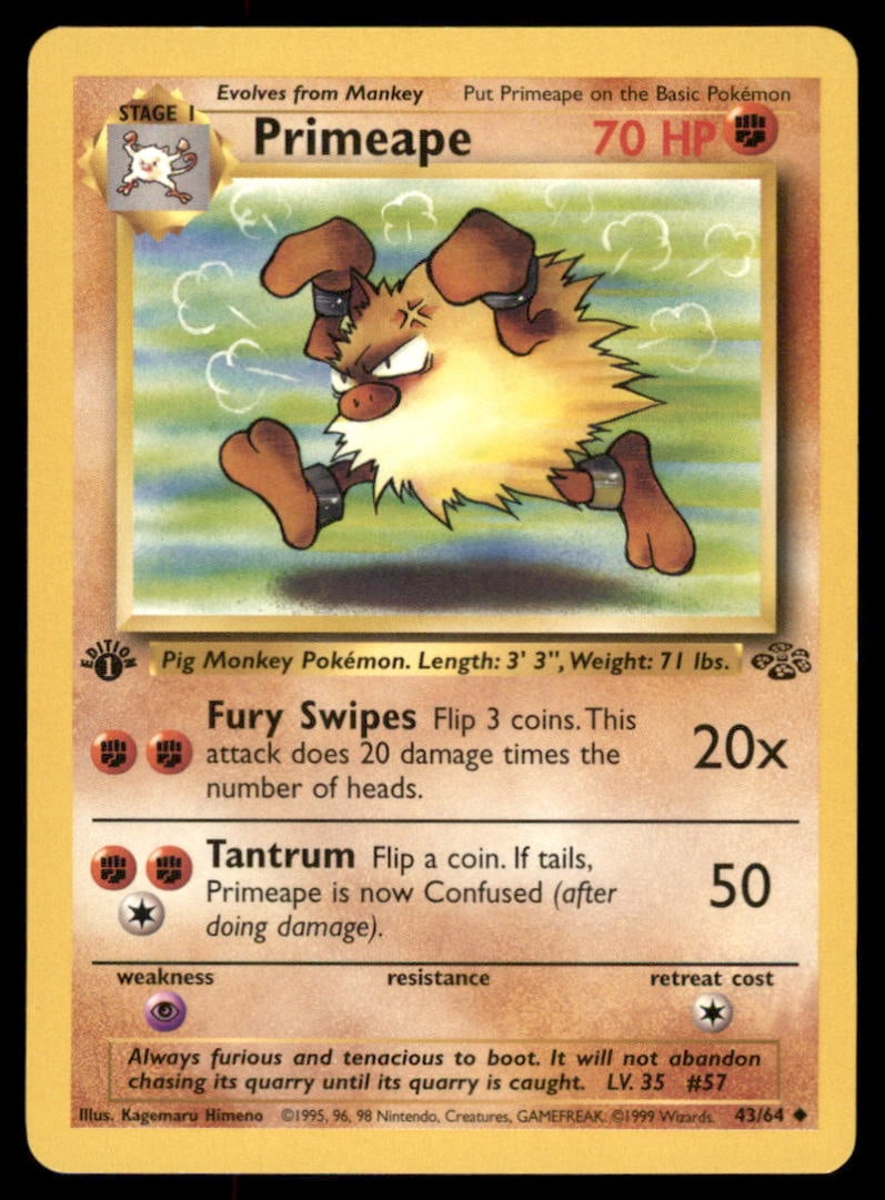 Primeape 1st Ed. Jungle Vintage Pokemon Card: We offer combined shipping on multiple items. Buyers may also arrange their own shipping. LiveShipping is a separate and independent option for shipping that is NOT a part of the auction house or thei