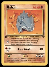 Rhyhorn 1st Ed. Jungle Vintage Pokemon Card