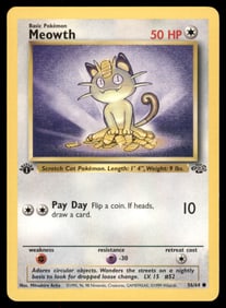 Meowth 1st Ed. Jungle Vintage Pokemon Card