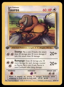 Tauros 1st Ed. Jungle Vintage Pokemon Card