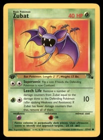 Zubat 1st Ed. Fossil Vintage Pokemon Card