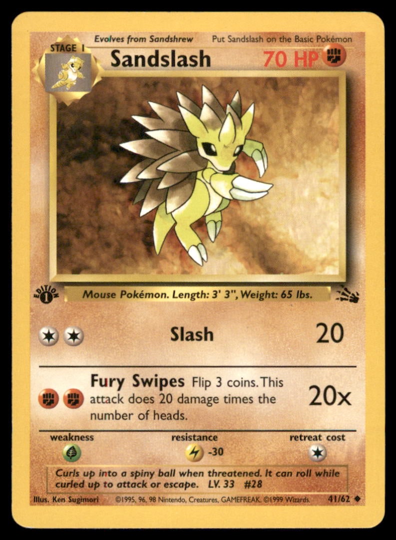 Sandslash 1st Ed. Fossil Vintage Pokemon Card: We offer combined shipping on multiple items. Buyers may also arrange their own shipping. LiveShipping is a separate and independent option for shipping that is NOT a part of the auction house or thei