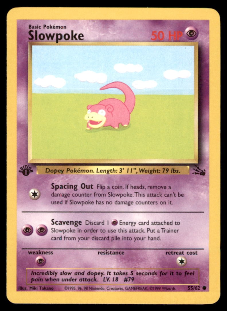 Slowpoke 1st Ed. Fossil Vintage Pokemon Card: We offer combined shipping on multiple items. Buyers may also arrange their own shipping. LiveShipping is a separate and independent option for shipping that is NOT a part of the auction house or thei