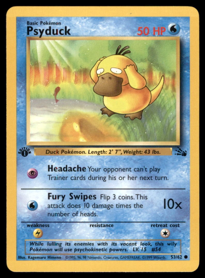 Psyduck 1st Ed. Fossil Vintage Pokemon Card: We offer combined shipping on multiple items. Buyers may also arrange their own shipping. LiveShipping is a separate and independent option for shipping that is NOT a part of the auction house or thei