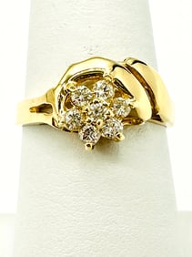 Natural Diamond Flower Ring, 14KT Yellow Gold # 2233