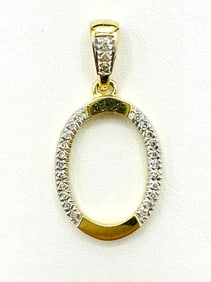 Natural Diamond Initial Pendant, 14KT Yellow Gold # 2235