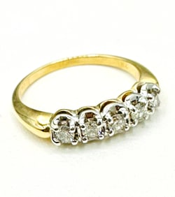 Natural Diamond Band Ring, 14KT White and Yellow Gold # 2242