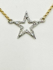 Natural Diamond Star 14KT Yellow Gold Necklace # 2281