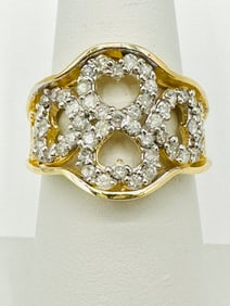 Natural Diamond Hearts Ring, 14KT Yellow Gold # 2290