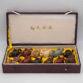 Vintage Chinese Purple Clay Twelve Chinese Zodiac Pots