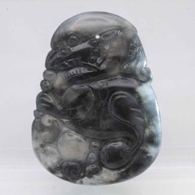 Chinese Carved Natural Jadeite Pendant