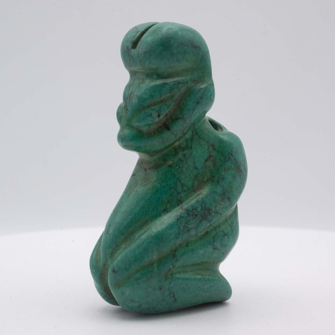 Antique Chinese Hongshan Culture Turquoise Sun God Figure: Medium: Turquoise Size: 3x1.7x1.2 inches Age/Detail: Antique Chinese Hongshan Culture Condition: great overall, check photo for condition reference. Provenance: Collection from Estate in Tribecca Live