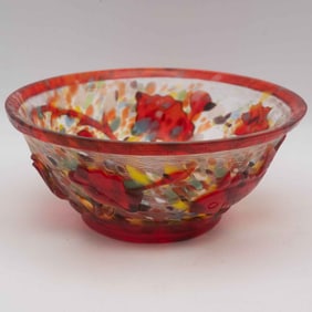 Chinese Qianlong Inscribed Peking Glass Bowl