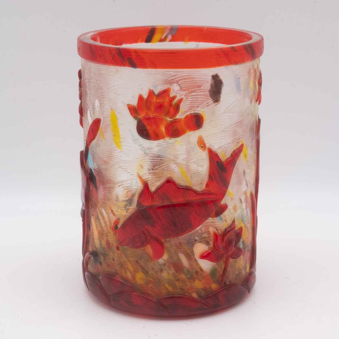 Chinese Qianlong Period Peking Glass Brush Pot: Medium: Peking Glass Size: 4.5x3x3 inches Age/Detail: Chinese Qianlong Period Condition: great overall, check photo for condition reference. Provenance: Collection from Estate in Tribecca LiveShipping