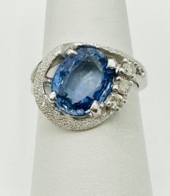 Natural Sapphire and Diamond Ring, 14KT Yellow Gold # 2318