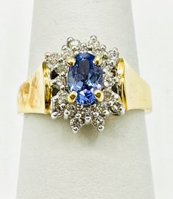 Natural Diamond and Tanzanite Ring,14KT Yellow and White Gold # 2343