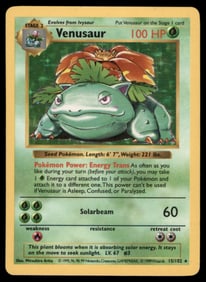 Venusaur Base Set (Shadowless) #015/102 Holo Pokemon Card