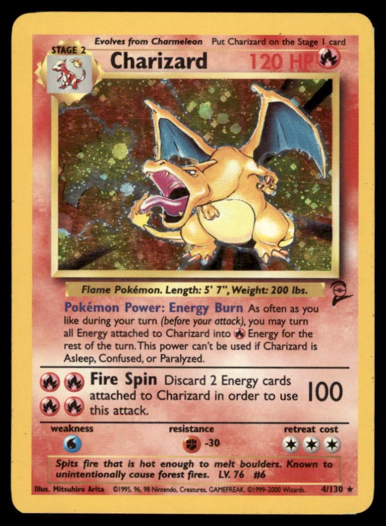 Charizard Base Set 2 #004/130 Holo Pokemon Card (1 of 2)