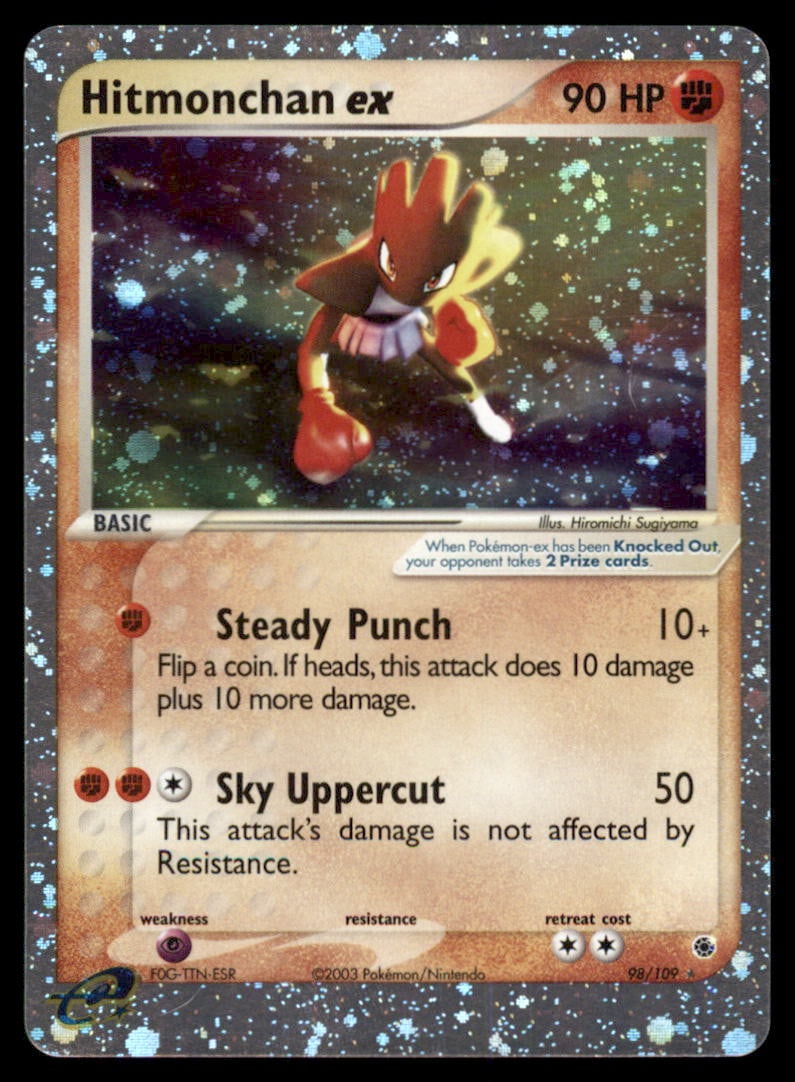 Hitmonchan ex Ruby and Sapphire #98/109 Holo Pokemon Card (1 of 2)