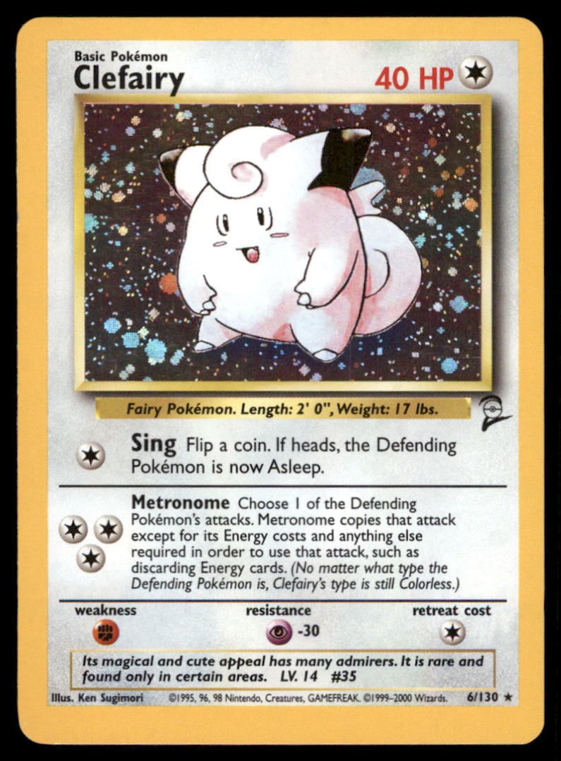 Clefairy Base Set 2 #006/130 Holo Pokemon Card (1 of 2)