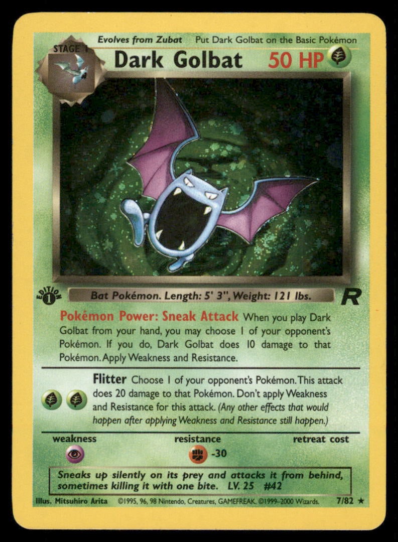 Dark Golbat 1st ED. Team Rocket #07/82 Holo Pokemon Card: We offer combined shipping on multiple items. Buyers may also arrange their own shipping. LiveShipping is a separate and independent option for shipping that is NOT a part of the auction house or thei