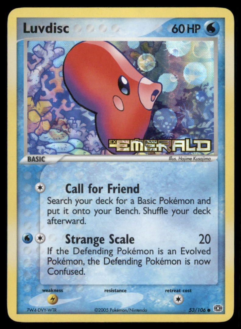Luvdisc Stamped  Emerald #53/106 Holo Pokemon Card (1 of 2)