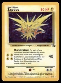 Zapdos (15) Fossil #15/62 Holo Pokemon Card