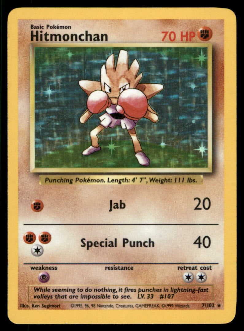 Hitmonchan Base Set #007/102 Holo Pokemon Card (1 of 2)