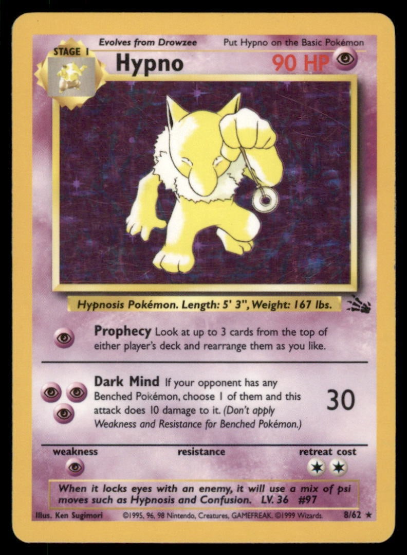 Hypno (8) Fossil #08/62 Holo Pokemon Card: We offer combined shipping on multiple items. Buyers may also arrange their own shipping. LiveShipping is a separate and independent option for shipping that is NOT a part of the auction house or thei
