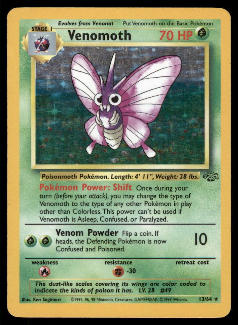 Venomoth (13) Jungle #13/64 Holo Pokemon Card: We offer combined shipping on multiple items. Buyers may also arrange their own shipping. LiveShipping is a separate and independent option for shipping that is NOT a part of the auction house or thei