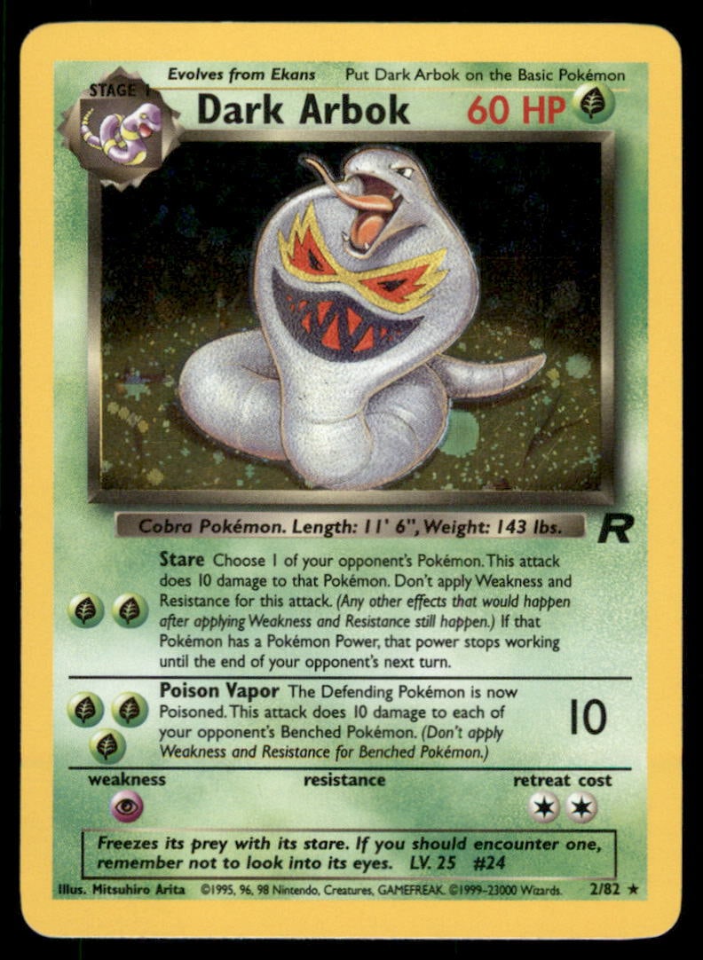 Dark Arbok (2) Team Rocket #02/82 Holo Pokemon Card: We offer combined shipping on multiple items. Buyers may also arrange their own shipping. LiveShipping is a separate and independent option for shipping that is NOT a part of the auction house or thei