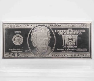 2003 Twenty Dollar Bill 4oz Silver Bar