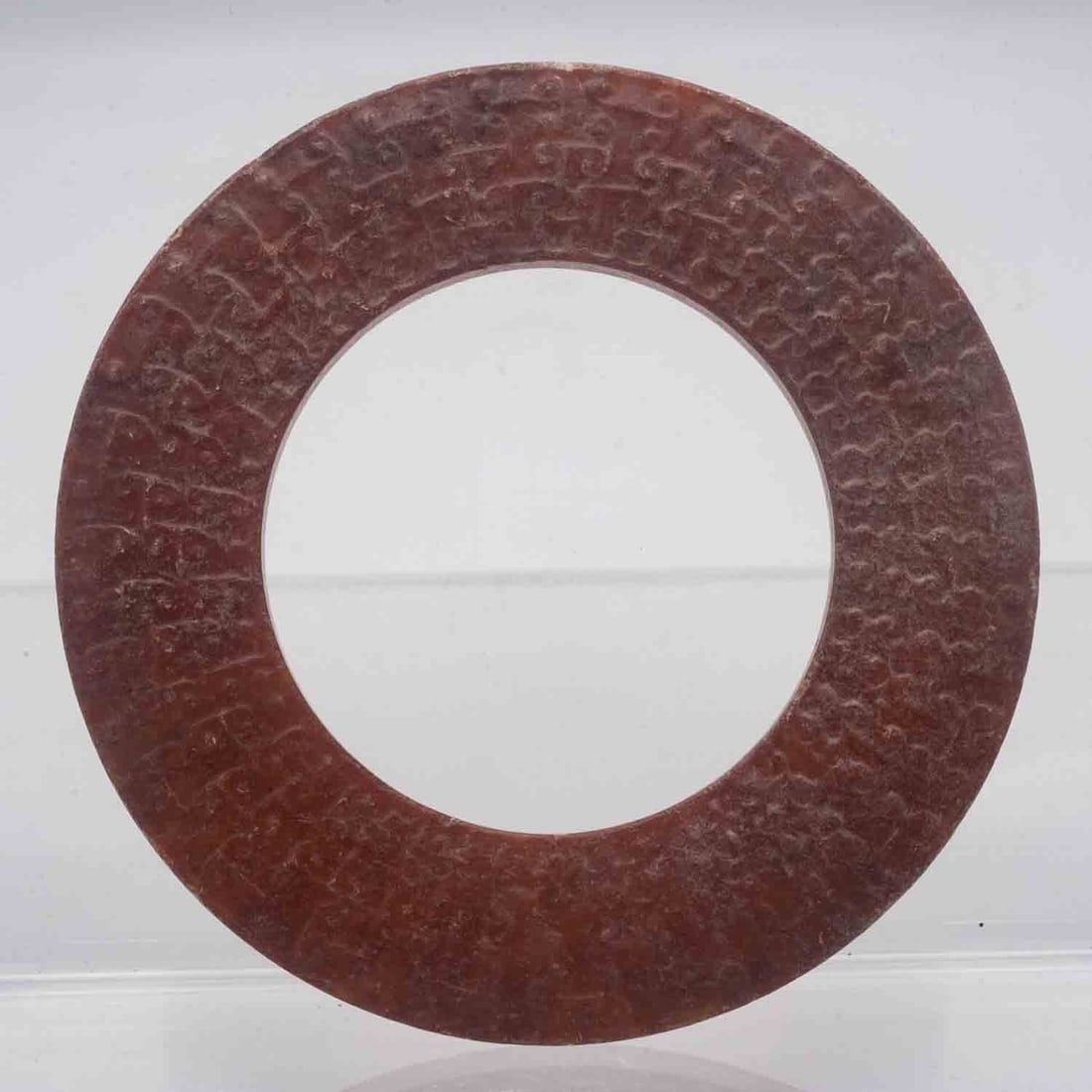 Antique Chinese Carved Translucent Jade Fortune Cloud Round Bi (1 of 9)