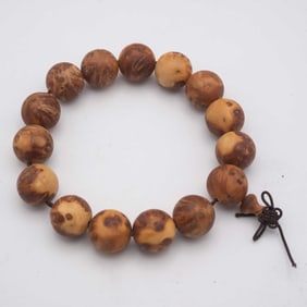 Chinese Cypress Wood Bead Bracelet