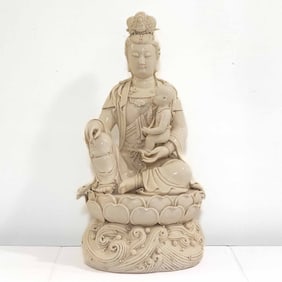 Antique Chinese Dehua White Porcelain Guanyin Bodhisattva Statue