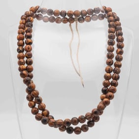Chinese/Tibetan Tiger Skin Sandal Wood 108 Bead Buddhist Necklace
