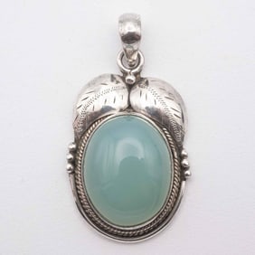 Blue Chalcedony Sterling Silver Pendant