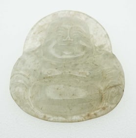 Carved White Jadeite Buddha Pendant