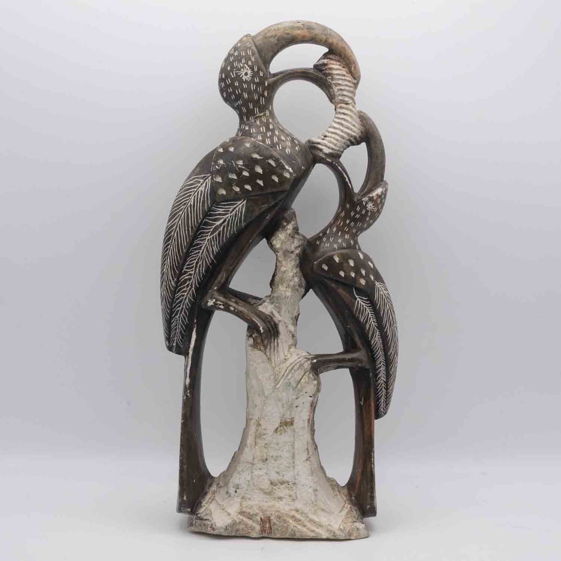 Shona Carved Stone Sculpture Of African Hornbills(Zimbabwe): Medium: Stone Size: 11.7x5.5x2.3 inches Age/Detail: Shona Carved Condition: great overall, check photo for condition reference. Provenance: Collection from Estate in Tribecca LiveShipping is NOT a par