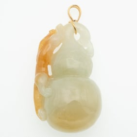 14K Gold Latch Yellow Jadeite Pendant