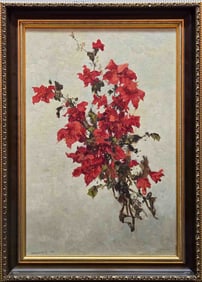 Alexander Dzigurski Oil On Board "Flowers"