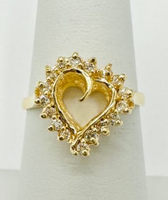 Natural Diamond Heart Ring,14KT Yellow Gold # 2519