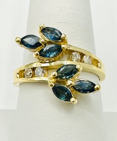 Natural Sapphire and Diamond Ring,14KT Yellow Gold # 2601