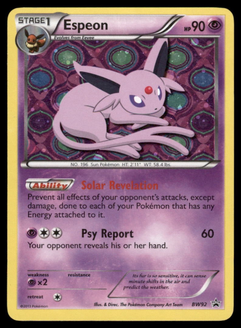 Espeon Black and White Promos #BW92 Holo Pokemon Card: We offer combined shipping on multiple items. Buyers may also arrange their own shipping. LiveShipping is a separate and independent option for shipping that is NOT a part of the auction house or thei