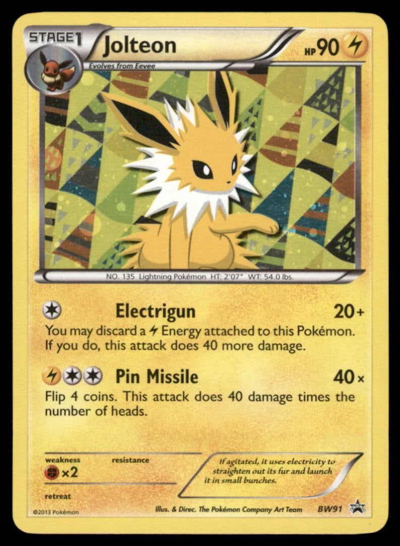 Jolteon Black and White Promos #BW91 Holo Pokemon Card: We offer combined shipping on multiple items. Buyers may also arrange their own shipping. LiveShipping is a separate and independent option for shipping that is NOT a part of the auction house or thei