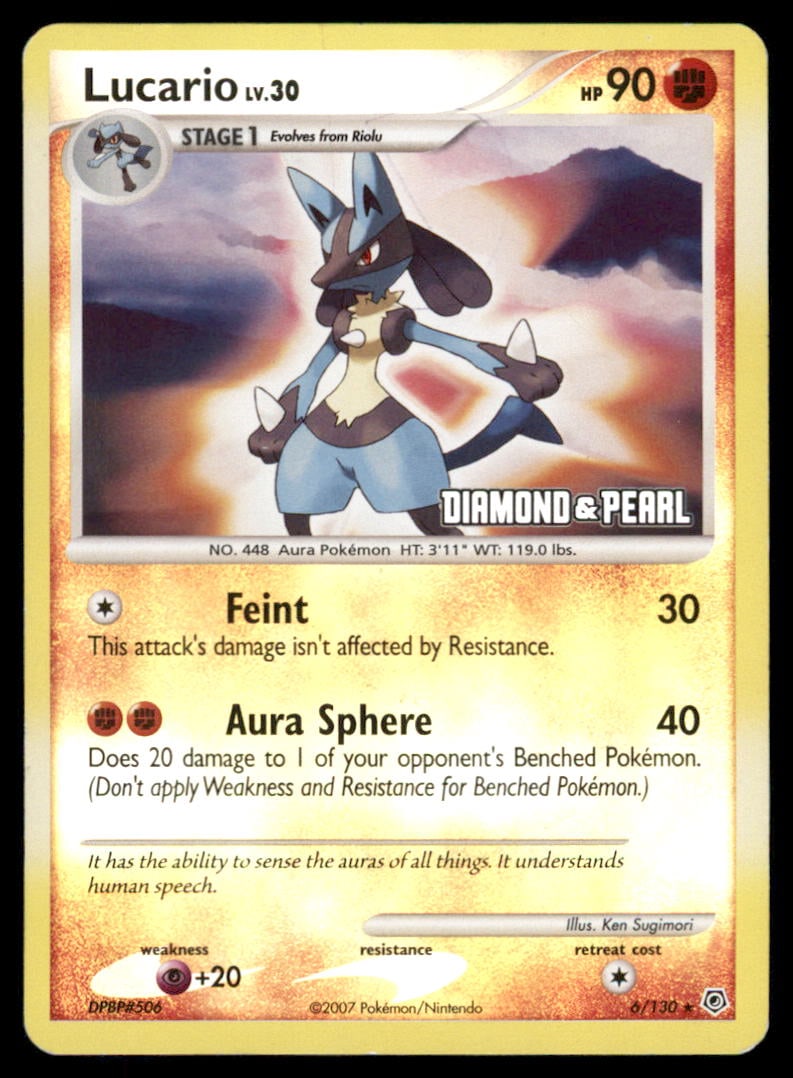 Lucario Stamped Diamond and Pearl #6/130 Holo Pokemon Card: We offer combined shipping on multiple items. Buyers may also arrange their own shipping. LiveShipping is a separate and independent option for shipping that is NOT a part of the auction house or thei