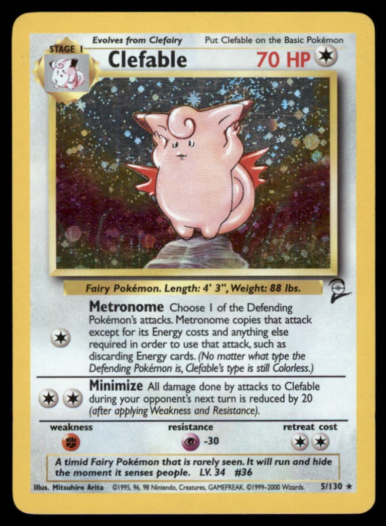 Clefable Base Set 2 #005/130 Holo Pokemon Card (1 of 2)