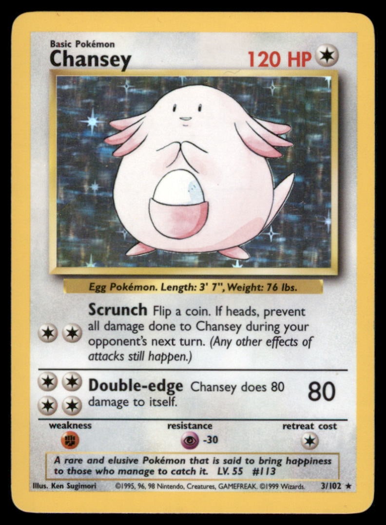 Chansey Base Set #003/102 Holo Pokemon Card (1 of 2)