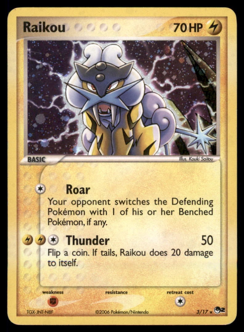 Raikou POP Series 2 #003/017 Holo Pokemon Card: We offer combined shipping on multiple items. Buyers may also arrange their own shipping. LiveShipping is a separate and independent option for shipping that is NOT a part of the auction house or thei